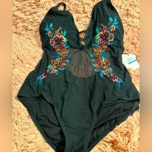 NWT Super Sexy Mesh and Embroidery One Piece